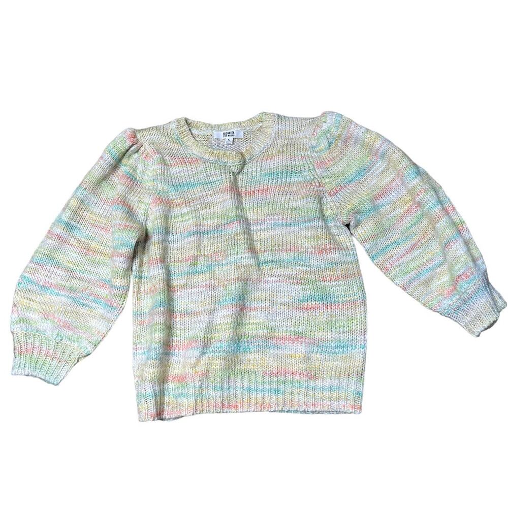 BB Dakota light multicolor rainbow knit crop sweater wool blend S NWOT
